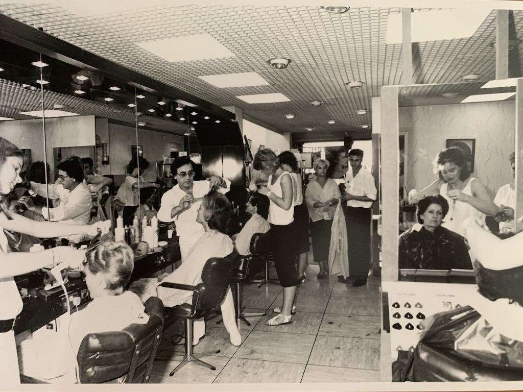 The busy salon in the '80s