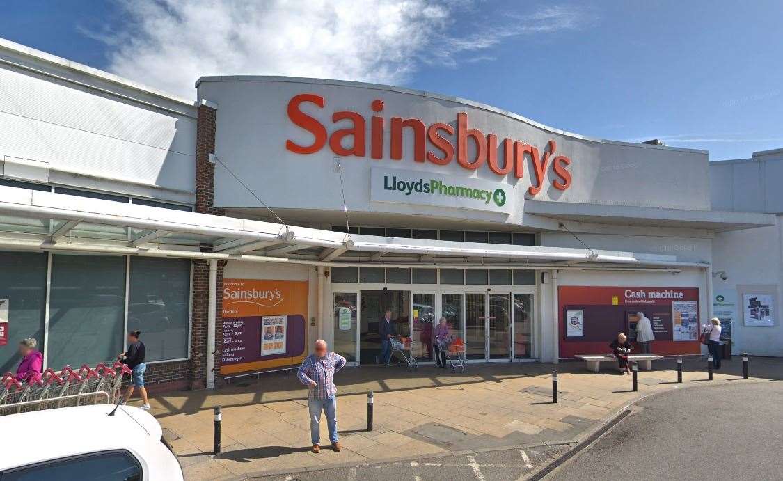 Hopkins caused damage to a fire door at the Sainsbury's store in Dartford. Image Credit: Google