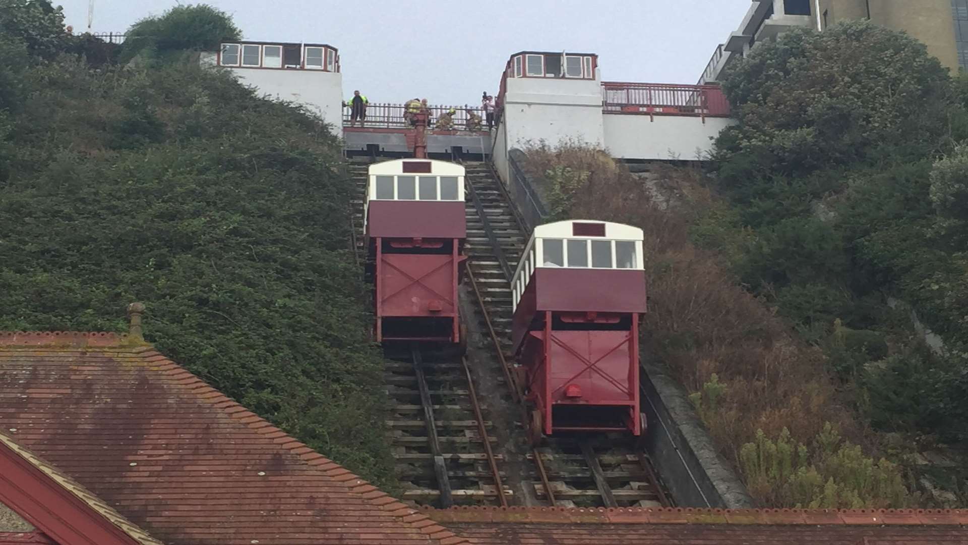 The lifts were positioned in the middle of the track and the firefighters came and rescued people from the top