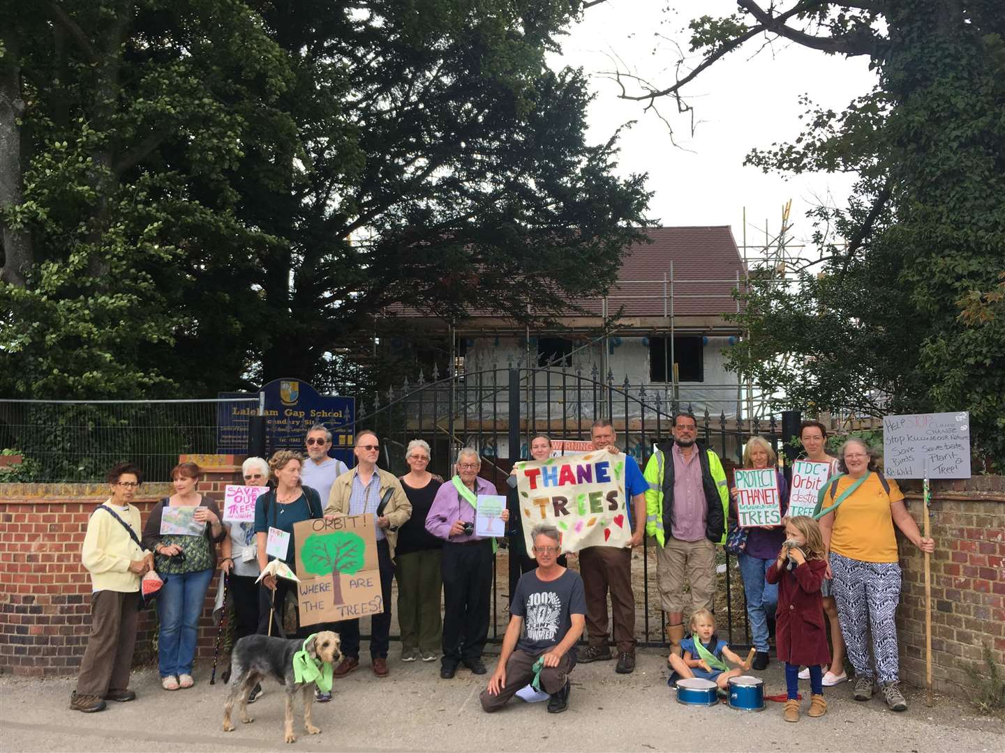 Protesters at the former Laleham Gap school in Cliftonville campaign against developers chopping down trees claiming they are damaging wildlife. Picture: Thanet Trees (14964251)