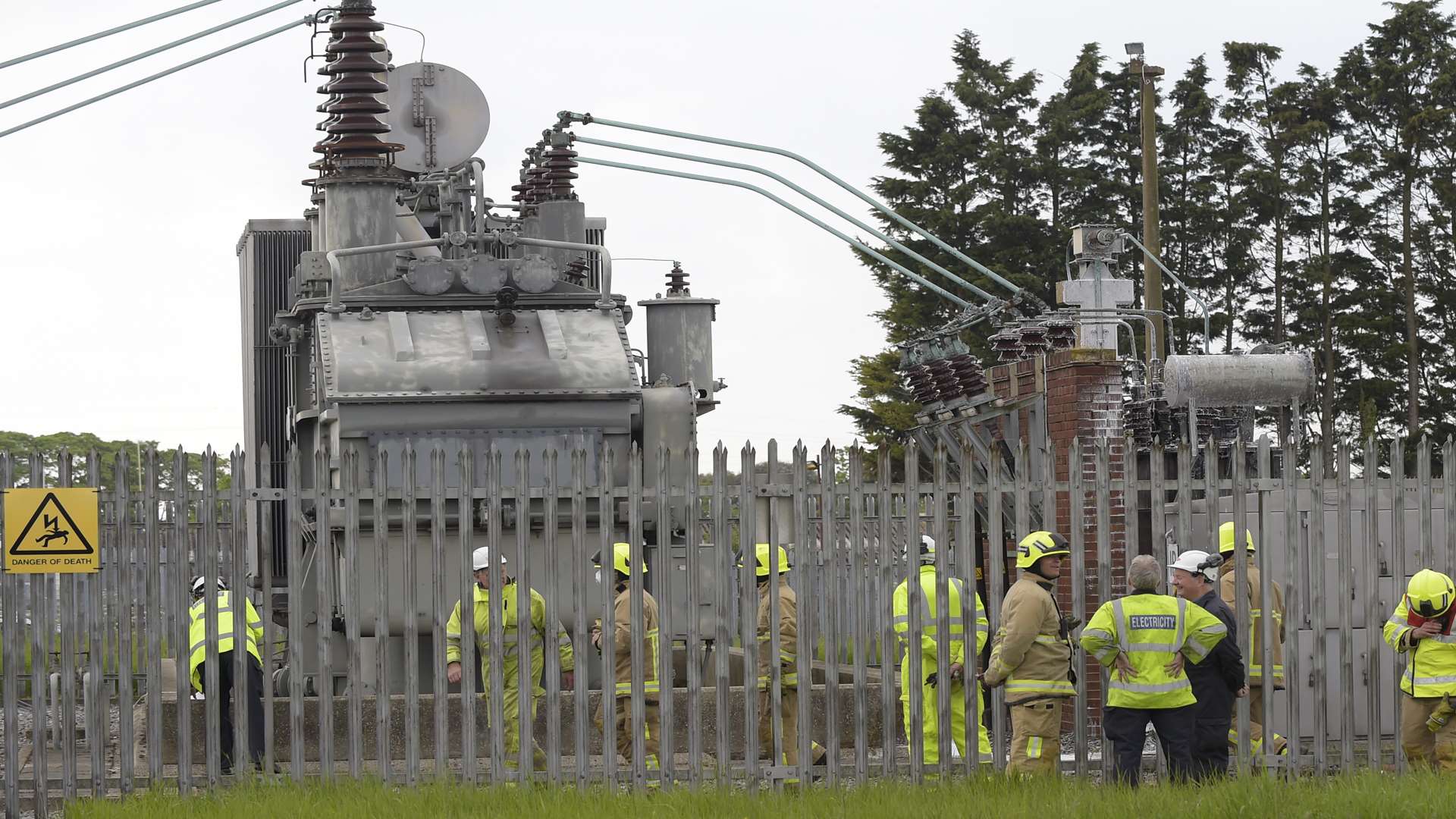 A cordon was put in place while crews dealt with the fire at an electricity substation.