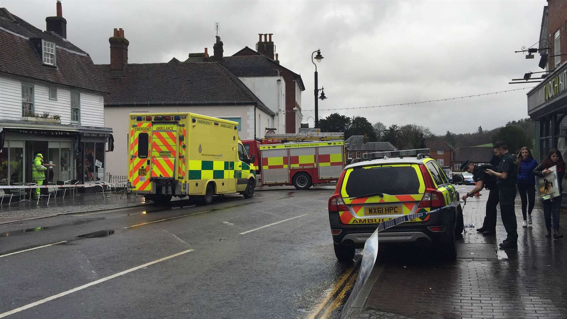 Emergency services on the scene in Westerham