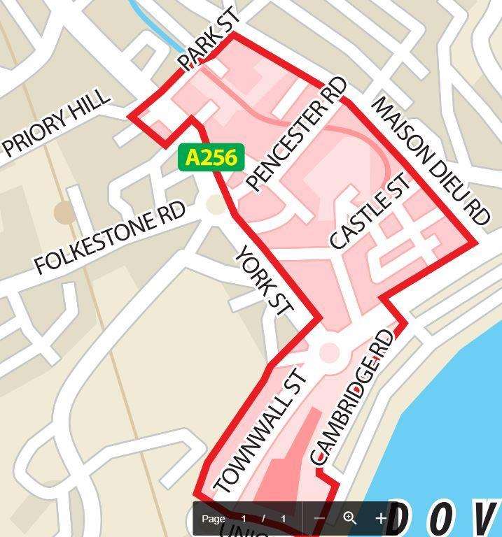 The Dover town centre zone targeted for help