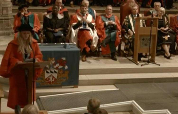Ellie Goulding recieves her honorary degree at Canterbury Cathedral. Credit: University of Kent (13990138)