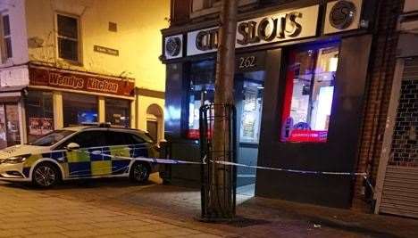 Police outside City Slots in Chatham High Street. Picture: Jay Day