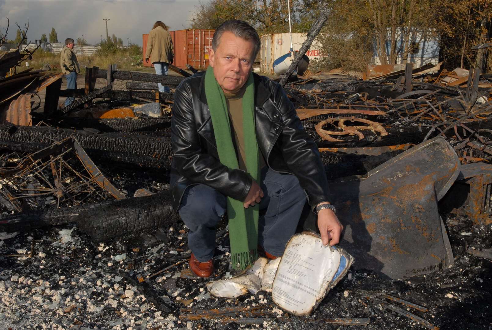 Chairman of Trustees Clive Reader among the remains after the fire. Picture: Mike Smith