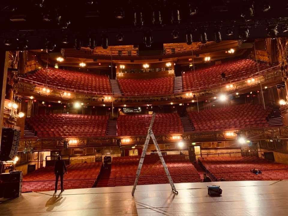 On stage at the London Palladium getting ready for Saturday's show (8318393)