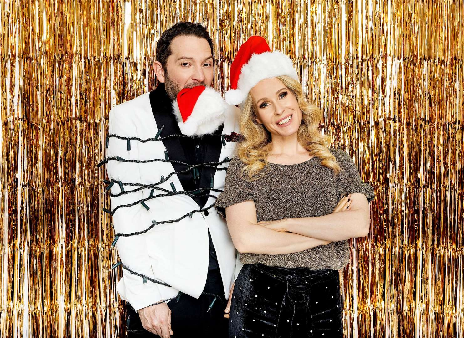 Jon Richardson and Lucy Beaumont hosting their Christmas Sleepover show in 2021. Picture: Channel 4