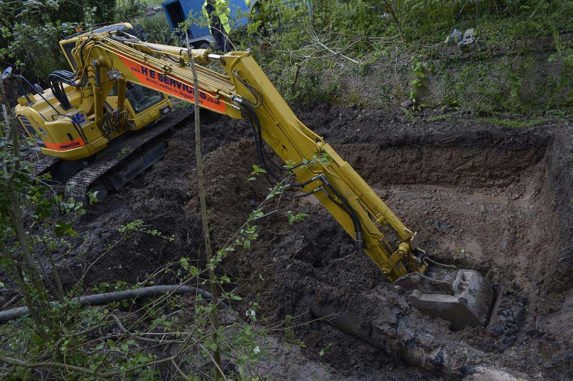 A trench was dug to access the main