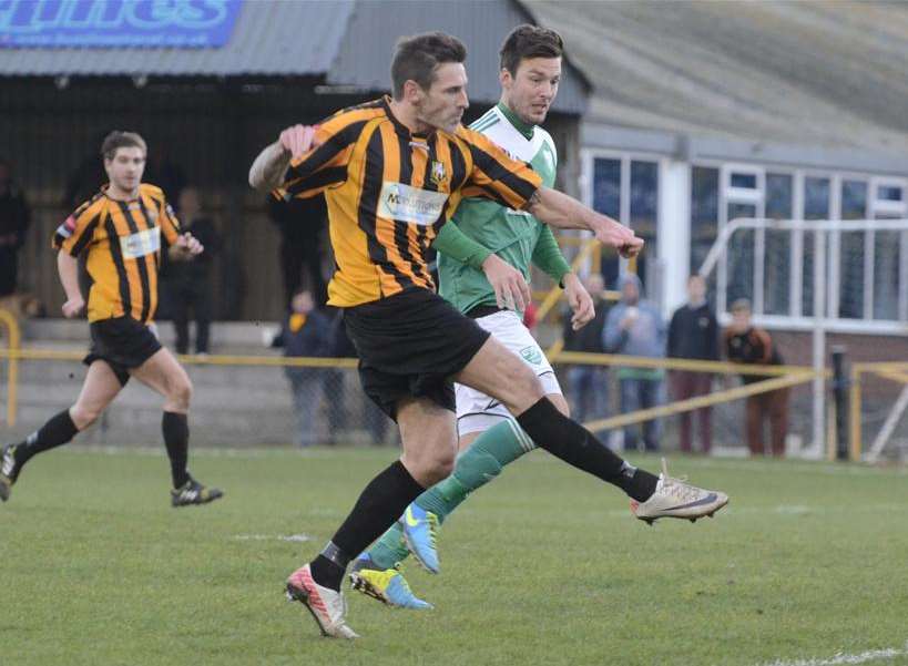 Paul Booth bags another goal for Folkestone Invicta Picture: Gary Browne