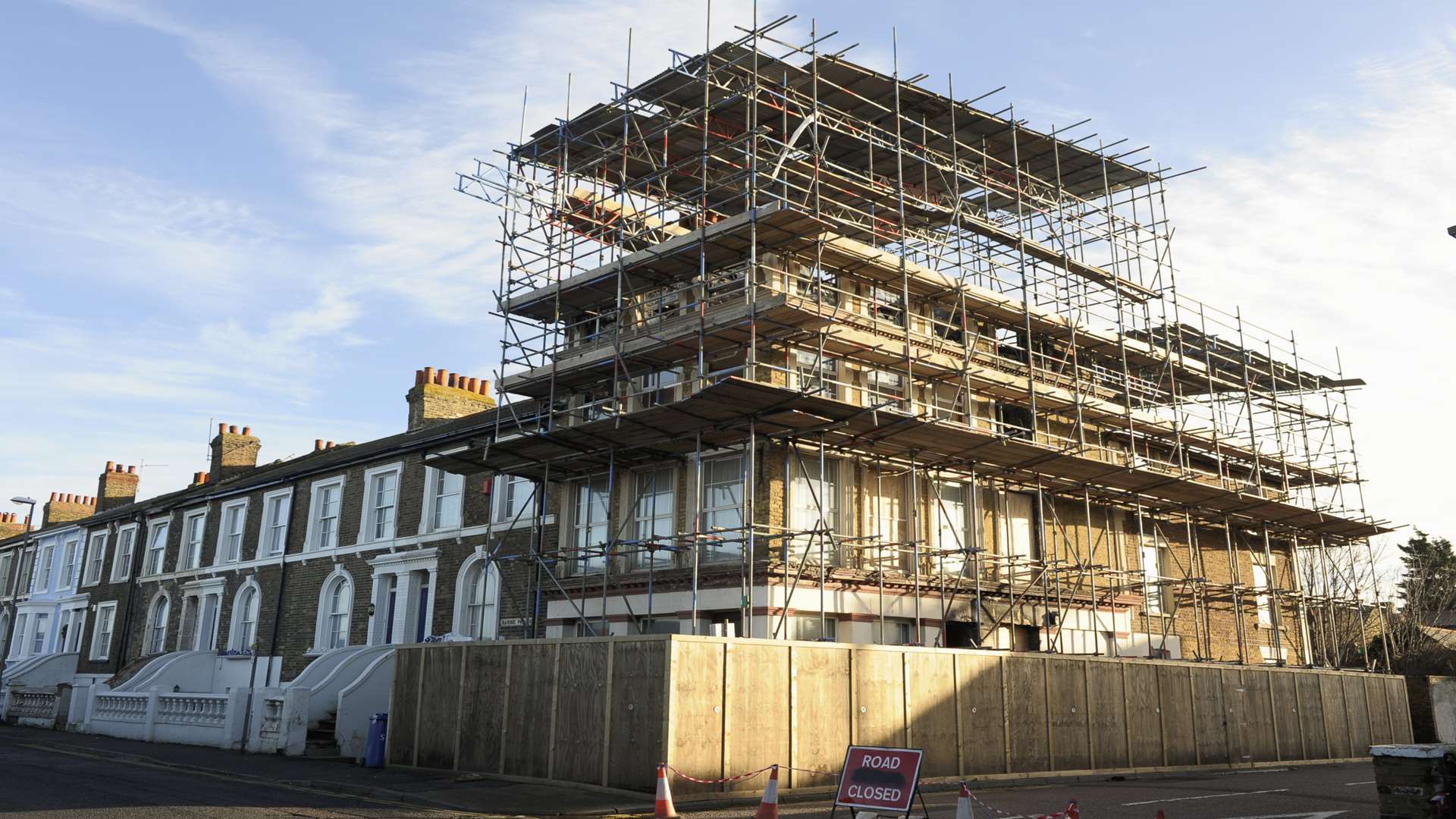 Scaffolding around the Glass House in Sheerness