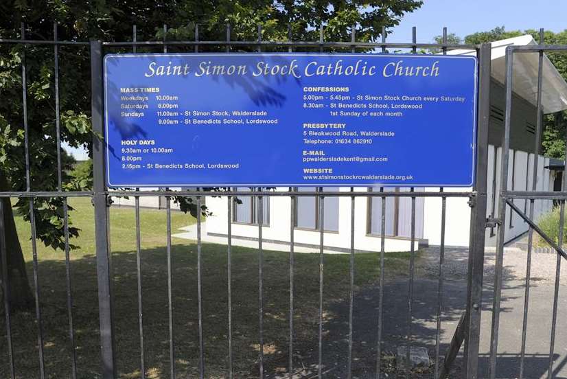 The sign outside the church