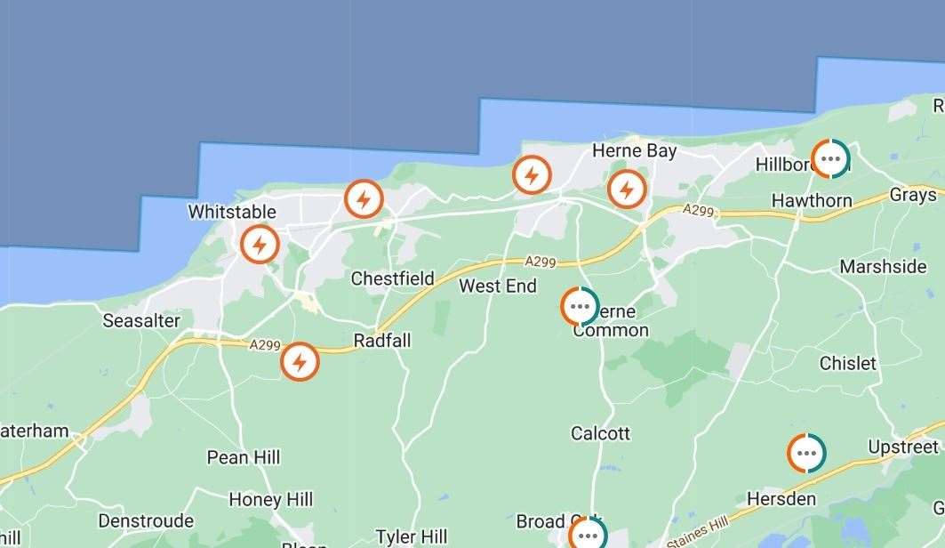Homes and businesses across Whitstable and Herne Bay have been left without electricity following a power cut. Picture: UK Power Networks