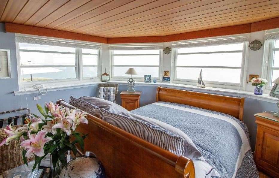 Wake up to spectacular views over the Channel from this bedroom at the former coastguard station at St Margaret’s. Pic: Marshall and Clarke Estate Agents