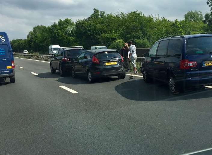 The crashed vehicles on the M2. Picture: Mark Gostling