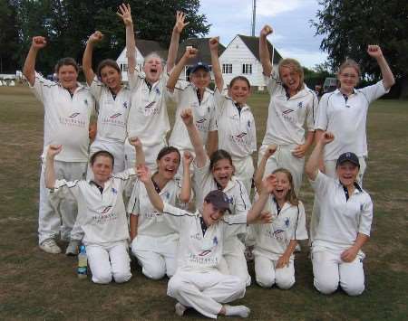 The girls celebrate another triumph. Picture: TREVOR STURGESS