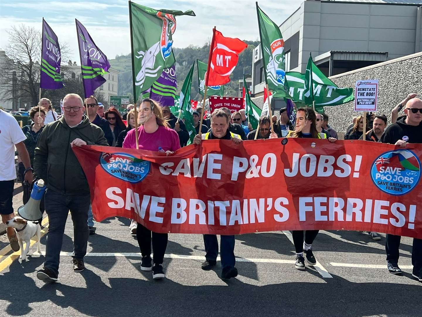 The fifth and latest protest march against P&O Ferris, in Dover, on April 19. Photo: Barry Goodwin