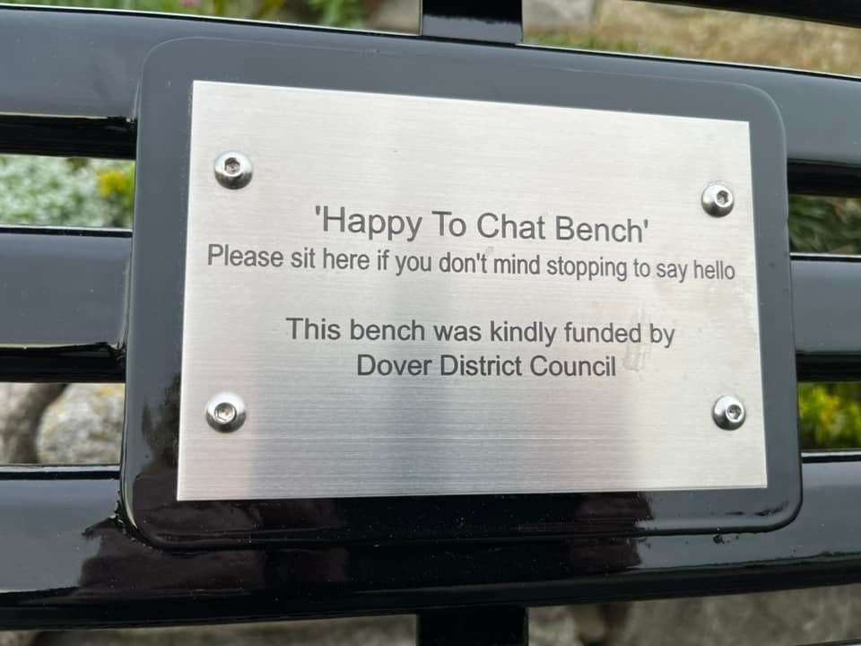 The 'Happy To Chat Bench' was funded by a community grant from Dover District Council Picture: Linda Ford