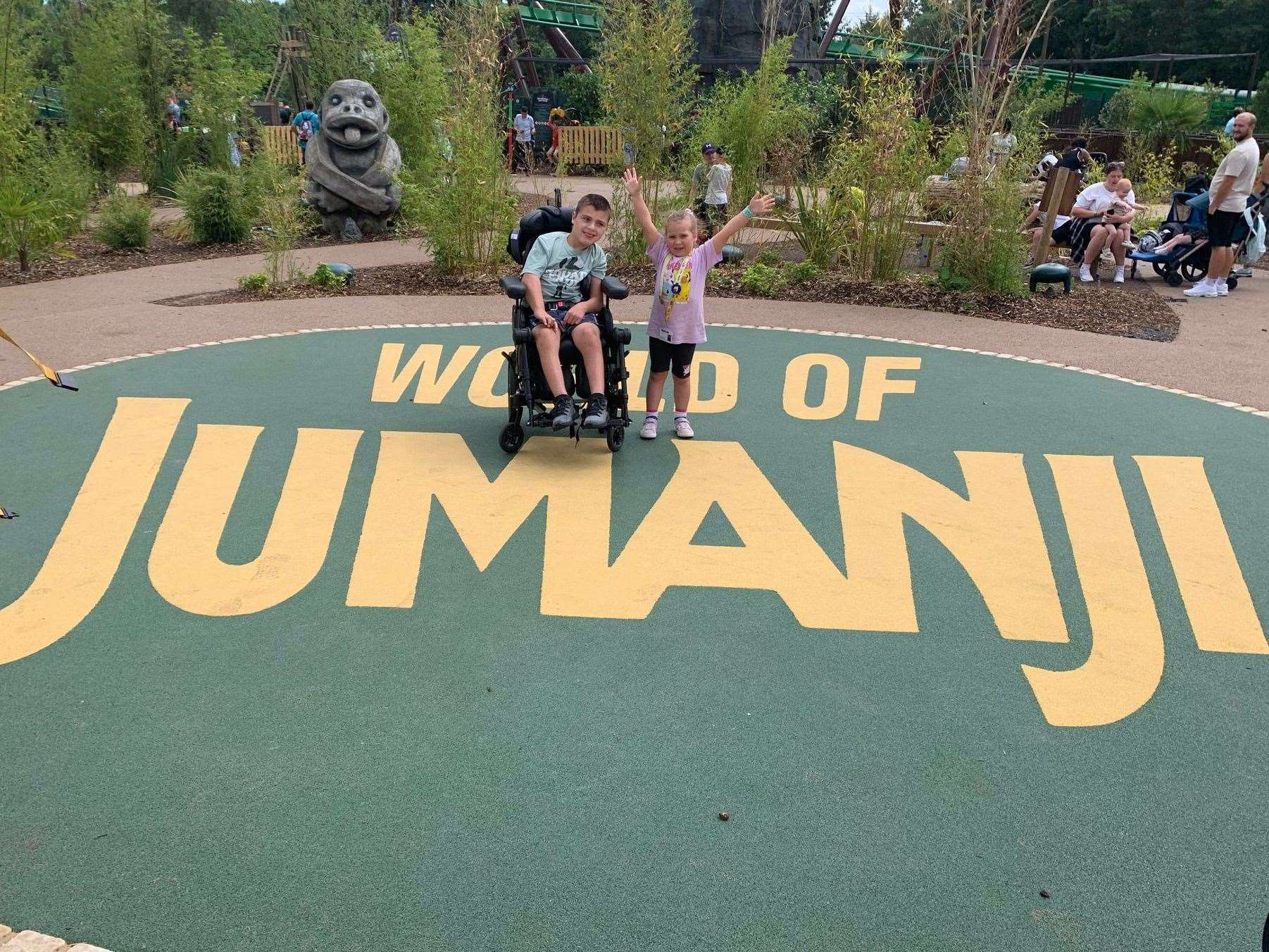 Sonny and sister Keira in the new World of Jumanji at Chessington