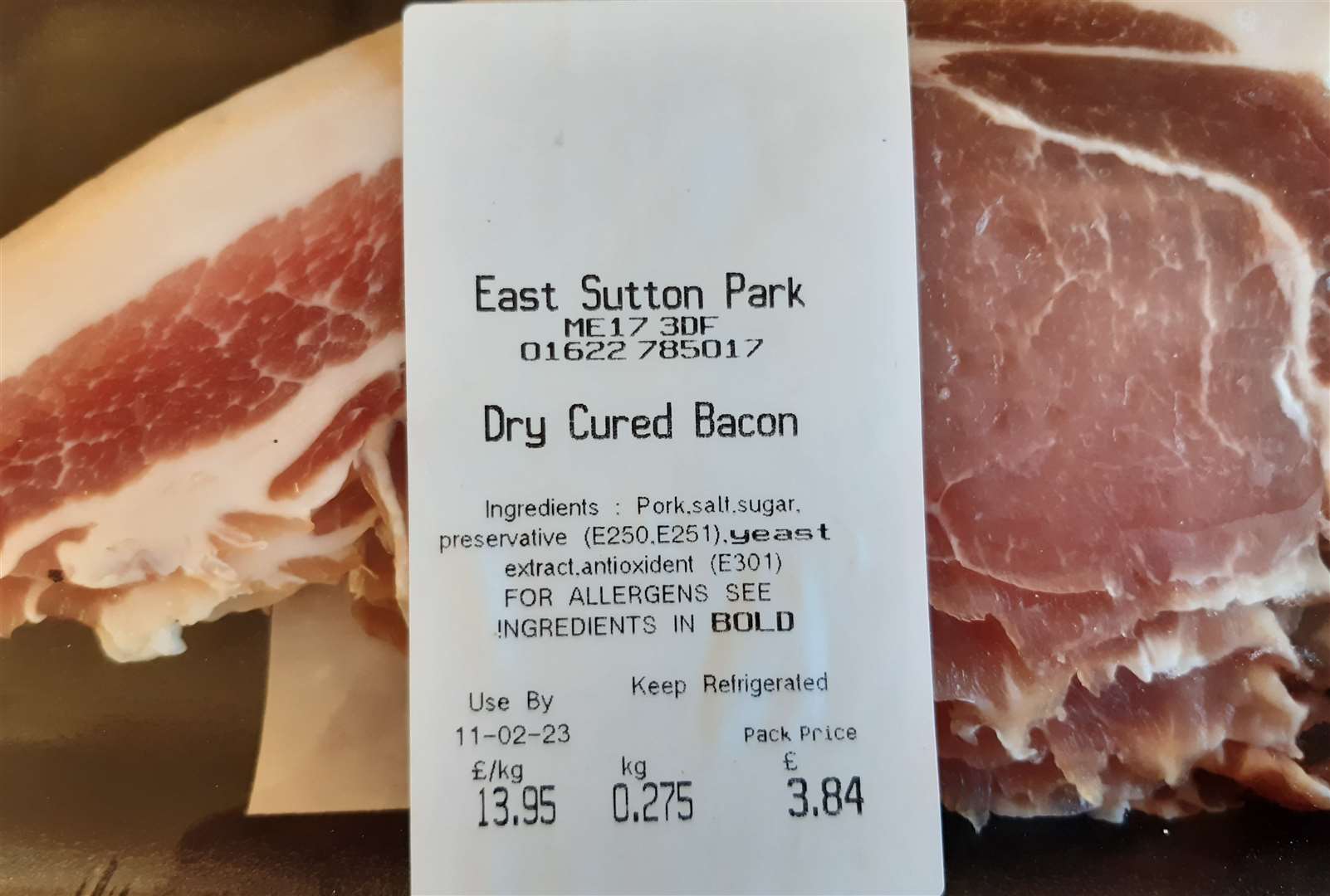 The bacon rashers were from East Sutton Park Prison and Young Offender Institution in Maidstone, costing £3.84