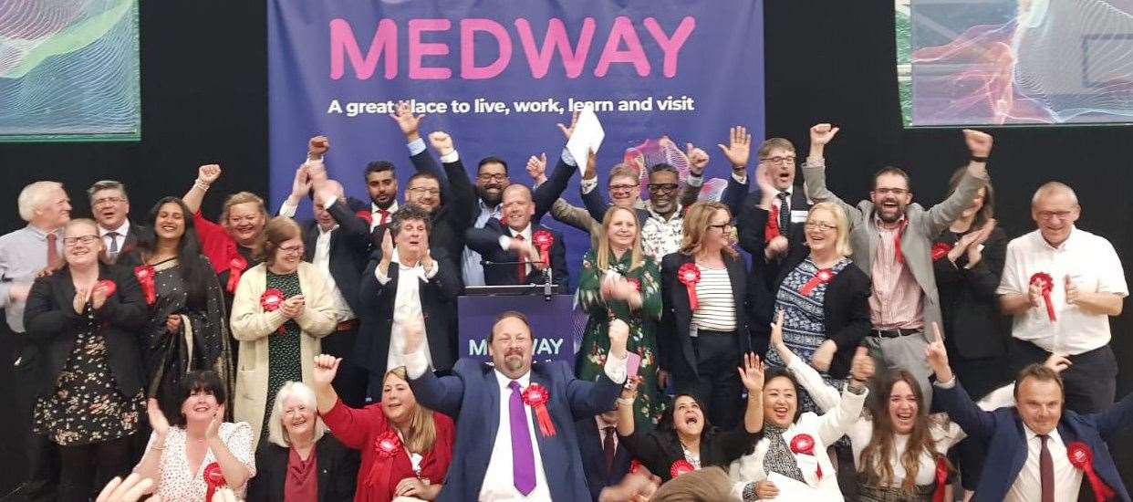 Labour celebrating taking over Medway Council in May