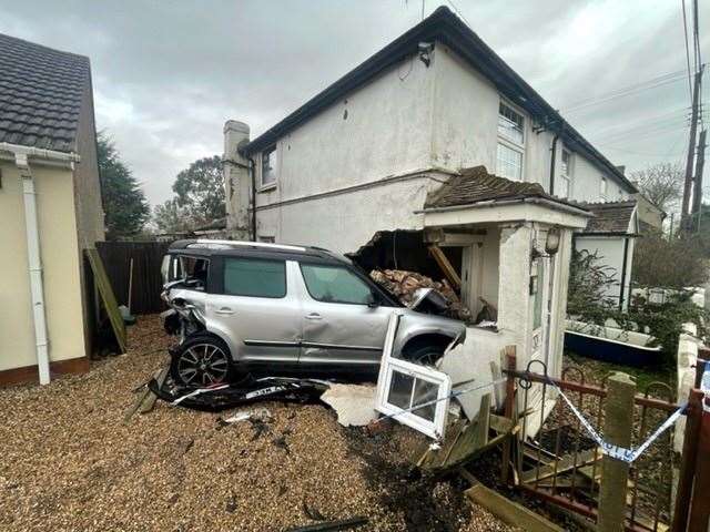 A car crashed into a house along the A252 in Molash. Picture: Ross Seadon