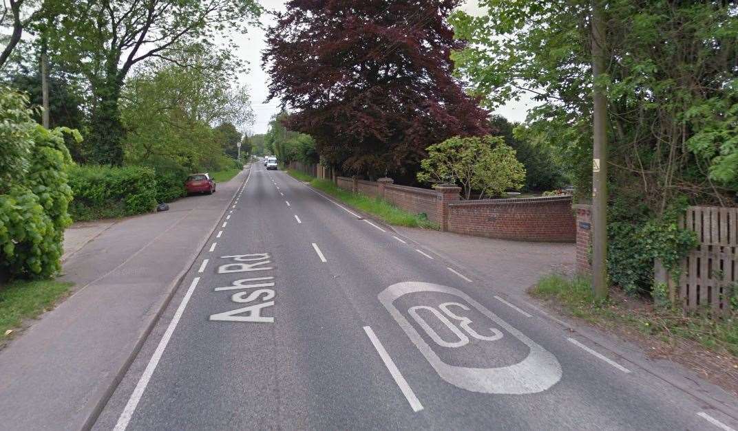 Ash Road in Longfield was closed this morning following a crash. Picture: Google
