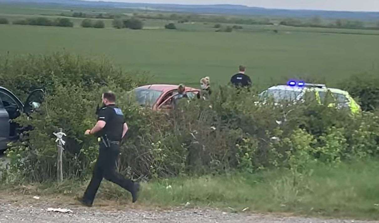 Police car chase in Lower Road, Minster, Sheppey. Picture: Dickie Carew