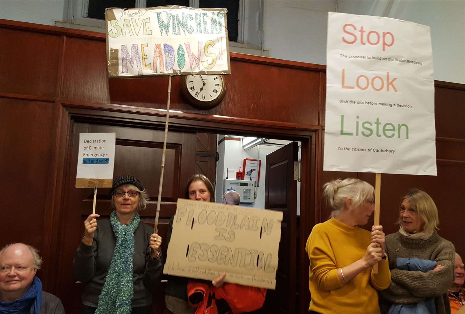 Protesters at the meeting