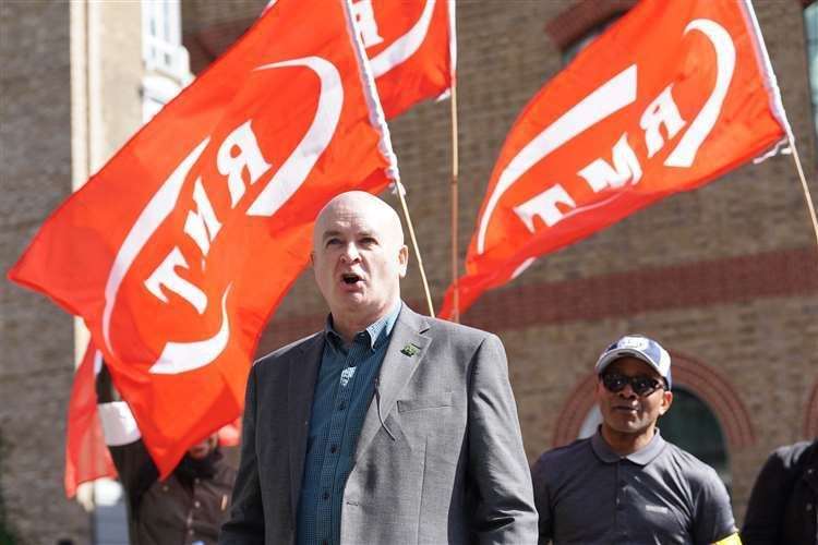 RMT general secretary Mick Lynch says members won't give in until they've got a rise that reflects the cost of living. Photo: Stefan Rousseau/PA