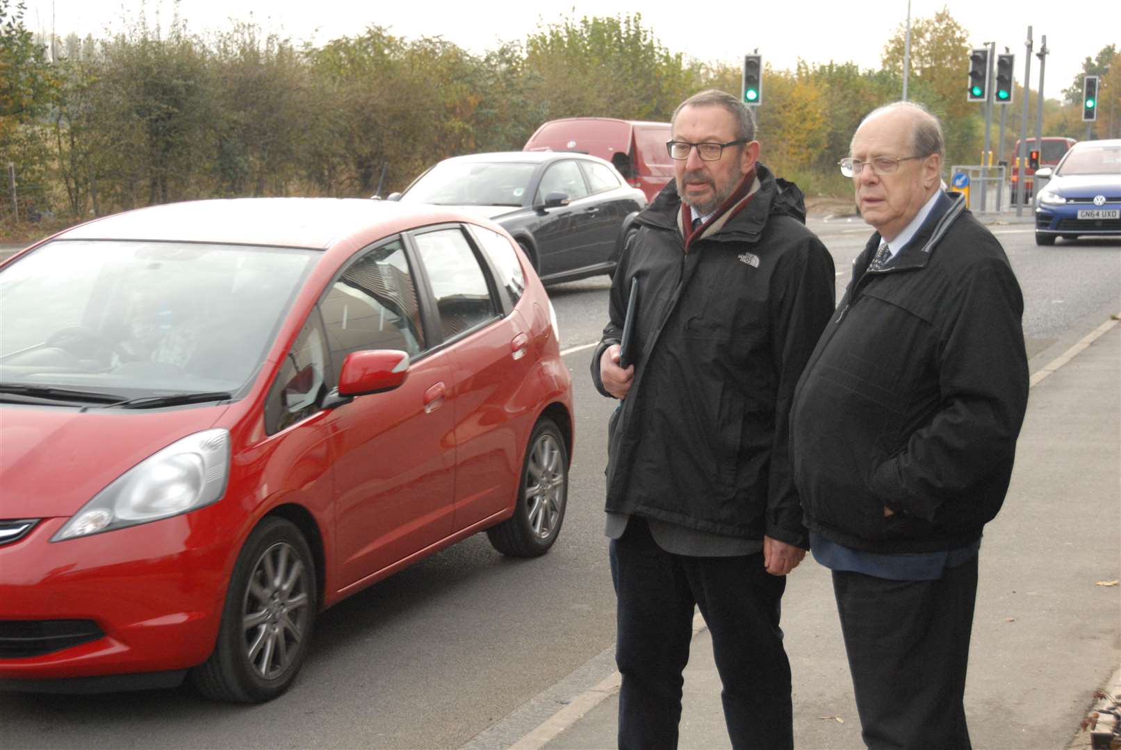 Cllrs Rob Bird and Dan Daley contemplate the traffic in Maidstone