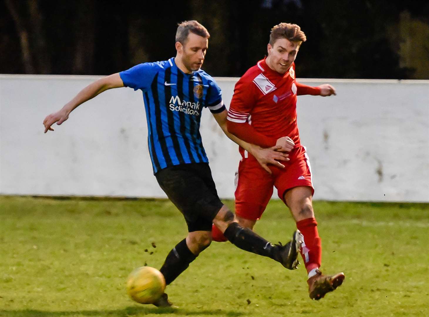 Whitstable's Aaron Millbank, pictured playing against Sevenoaks last year, scored twice against Leatherhead last weekend before the Oystermen lost the replay 1-0 on Tuesday. Picture: Alan Langley
