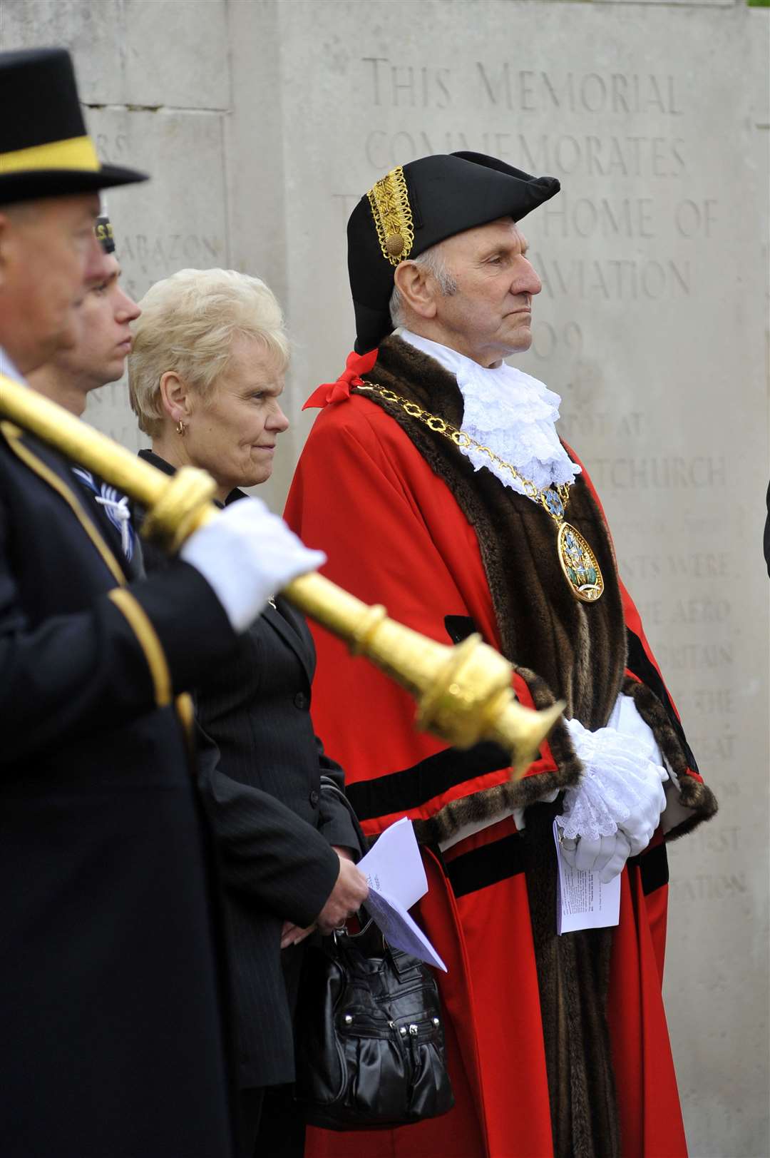 Mayor of Swale Cllr Ben Stokes with Mayoress Cllr Sylvia Bennett at the 2012 Eastchurch Pioneer Memorial Observation Service