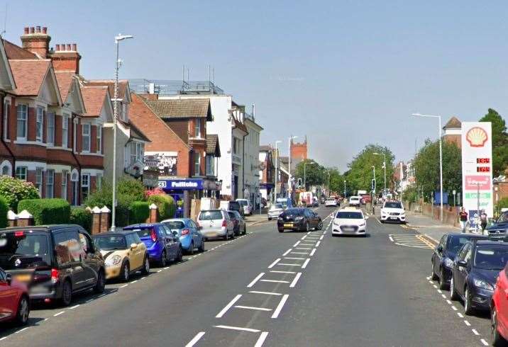 The incident occurred in Cheriton Road, Folkestone. Photo: Google Street View