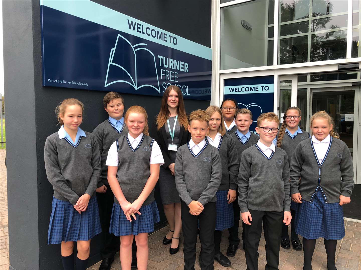 Some of the first ever pupils at Turner Free school with their new head teacher