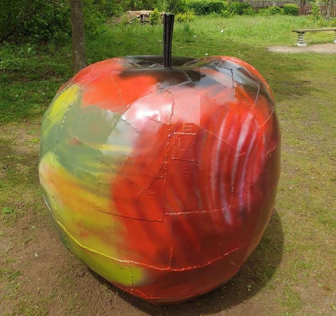 The Apple sculpture at the Nature Trail at Bluewater