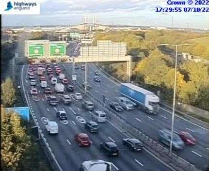 Drivers are facing queues of up to six miles near Dartford. Picture: National Highways