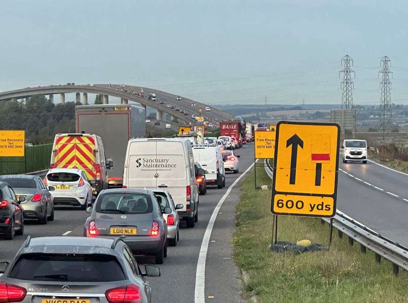 Traffic queuing towards the Sheppey Crossing in Novemeber. Picture: Dan Boyns