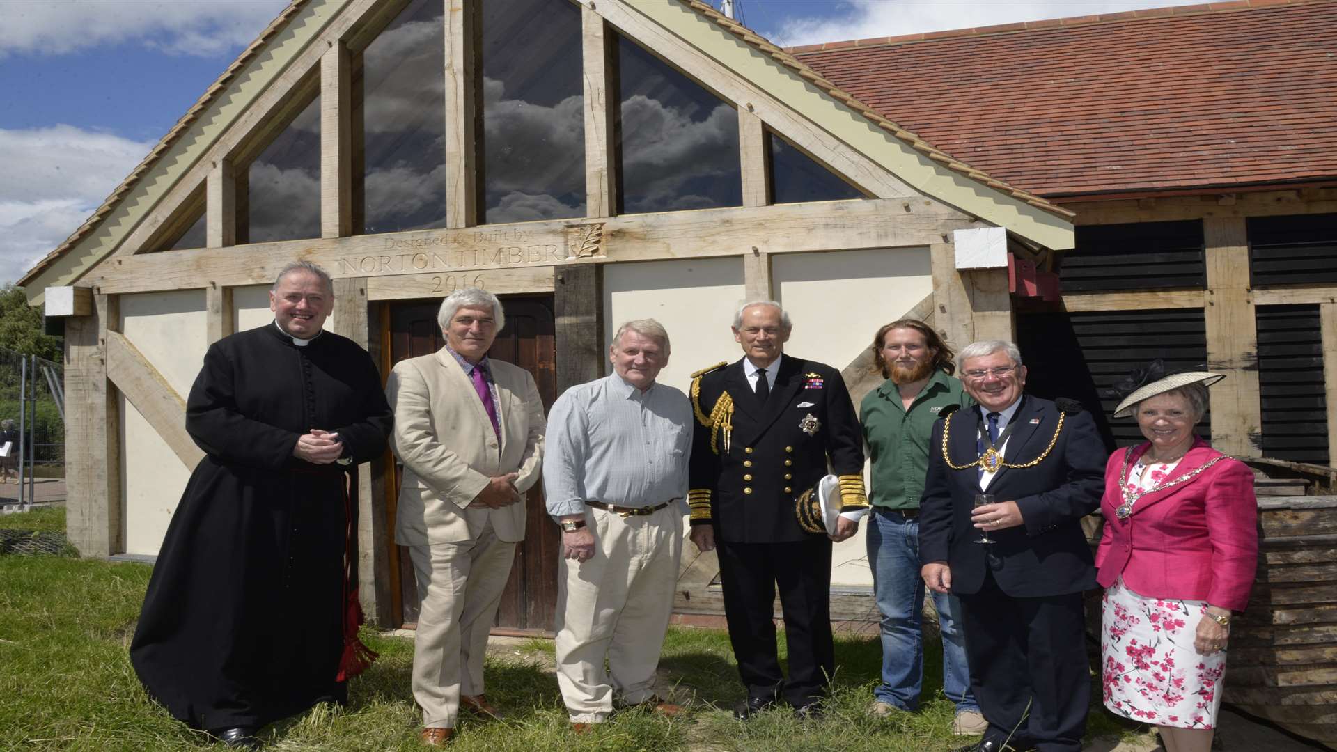 Guests at the official opening of the new boat building workshop on Sandwich Quay