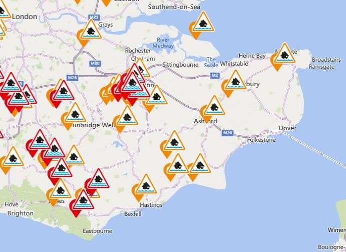 Flood alerts remain in place throughout the county. Photo: Environment Agency.