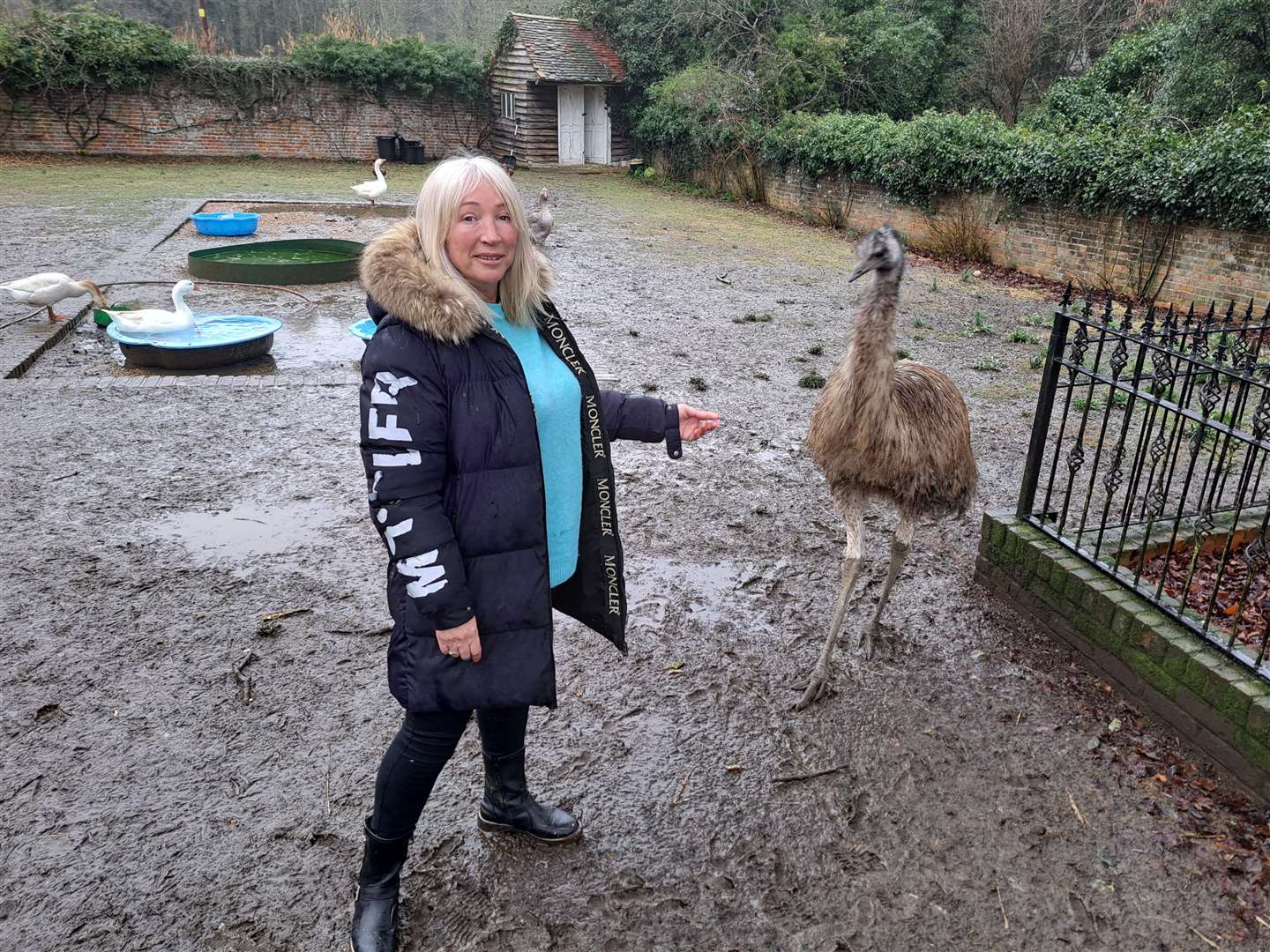 Alison Carter with her emu