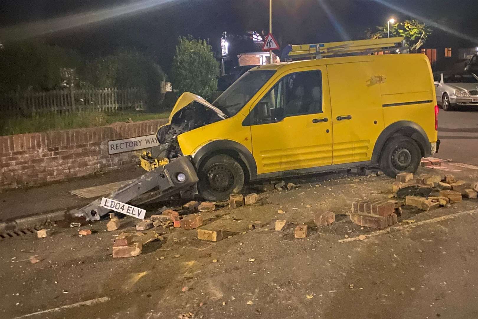 A van smashed into a wall in Kennington last night