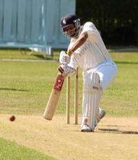 Former Kent player Min Patel batting for Hartley Country Club