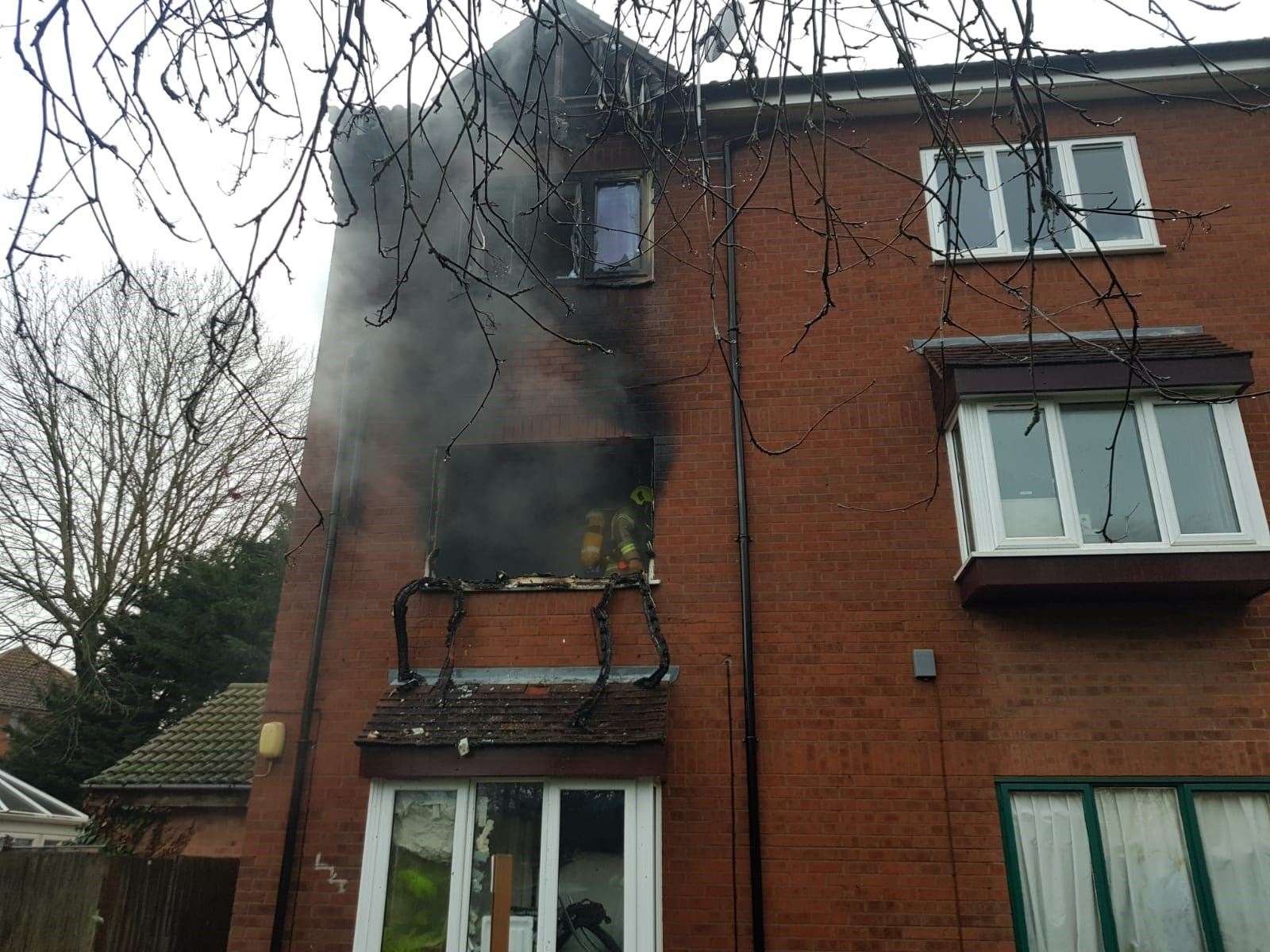 The flat fire at Chadwick Way in Thamesmead. Photo: LFB (