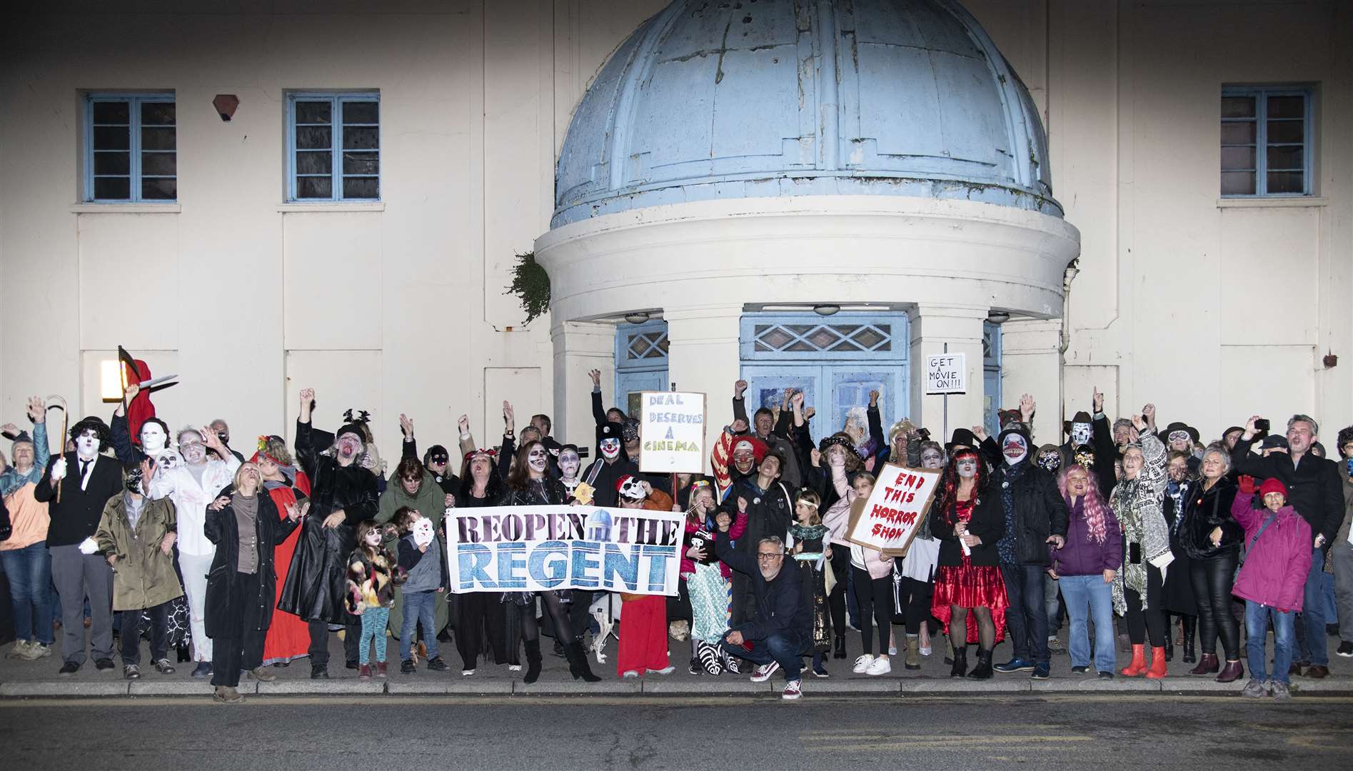 Up to 200 Reopen the Regent campaigners held a Halloween protest outside the former bingo hall Picture: Jody Stewart