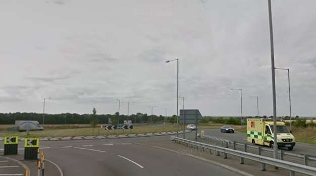 Bike crash at Sevenscore Roundabout. Picture: Google (1296293)