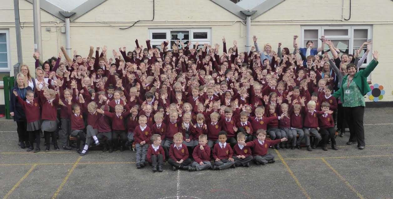Charlton Primary School celebrates after being rated good by Ofsted