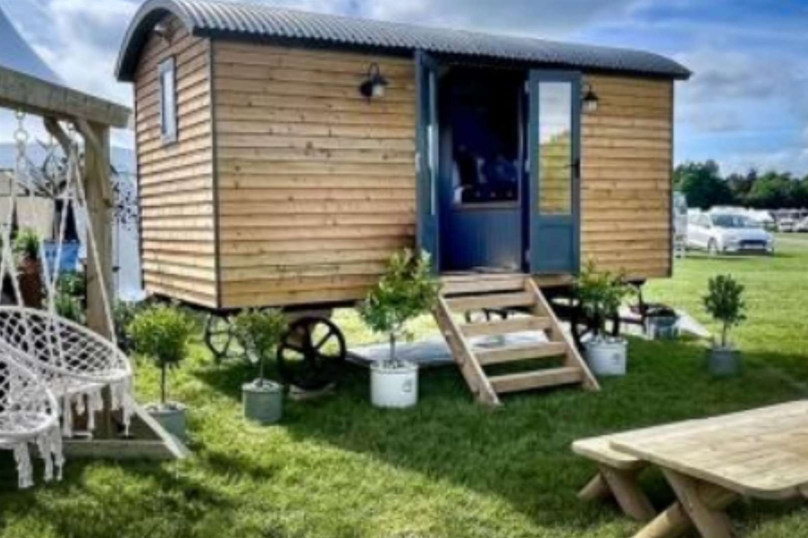 The site would include shepherd huts for guest accommodation. Pictured is how the huts could look. Picture: DDC planning