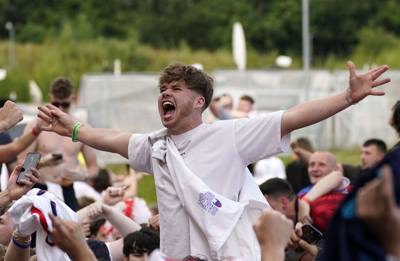 Celebrations at the 4TheFans fan park in Manchester (Peter Byrne/PA)