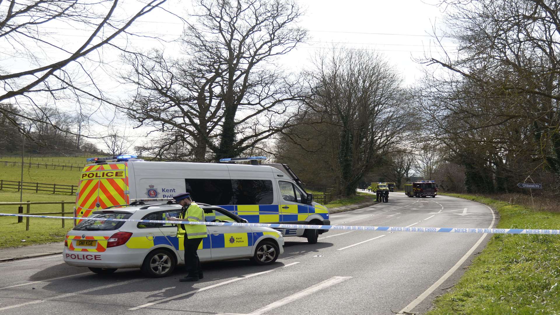 Police have closed the A252 at Chilham following a serious crash. Picture: Chris Davey